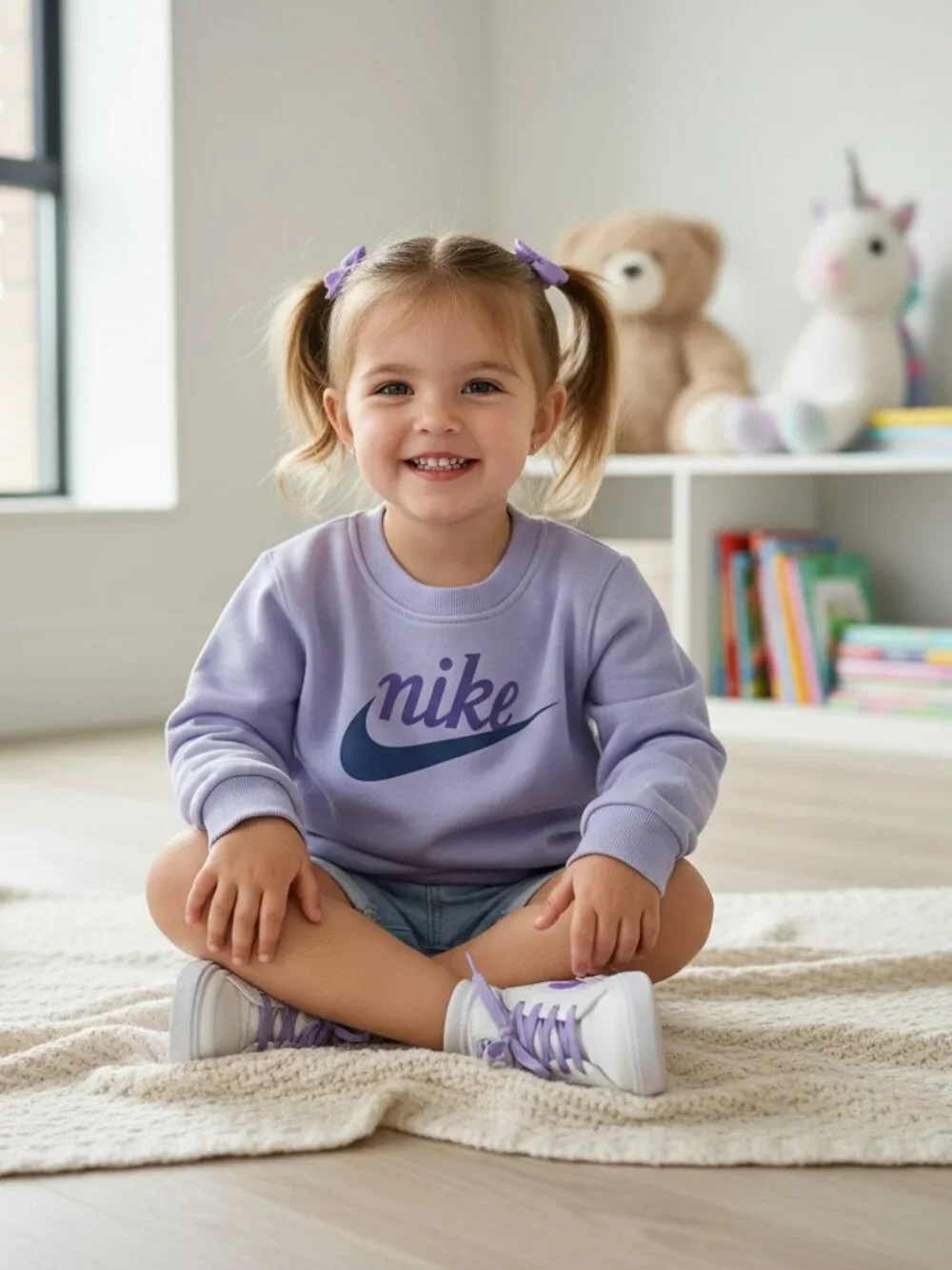 Nike Little Girls Graphic Crewneck Sweatshirt NWT Lavender Purple 4T